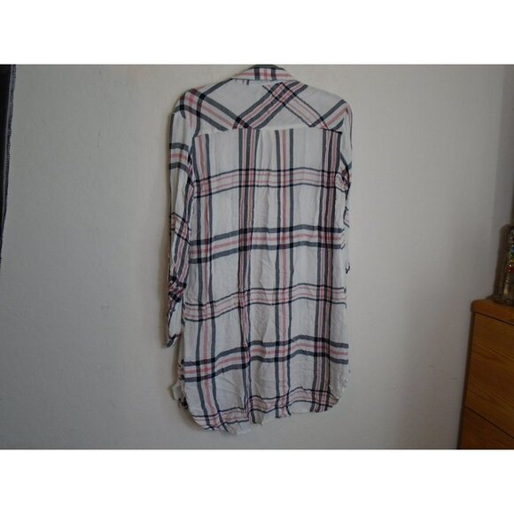 Sneakpeek Longline Flannel Button Up Shirt Full Button Front Sz S - Picture 5 of 5